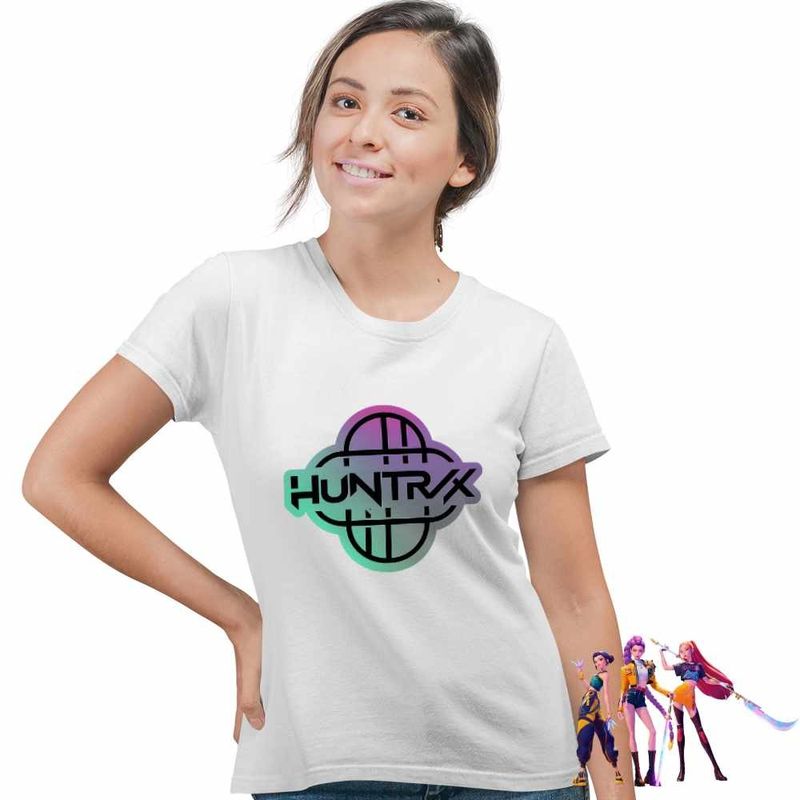 Fashion, accesorii si bijuterii - Femei - Imbracaminte femei - Tricouri si topuri femei - Tricou Femei Huntrix Simbol Kpop Demon Hunters, alb, marime 3XL - Infinity.ro