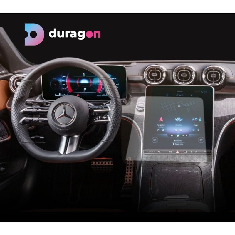 Auto si Moto - Piese auto si accesorii - Interior auto - Bord si accesorii - Folie Protectie Navigatie Duragon compatibila cu Mercedes-Benz C-CLASS 2021+, GLC 2022+, CLE  2023+, silicon, Anti-Shock, kit instalare - Infinity.ro