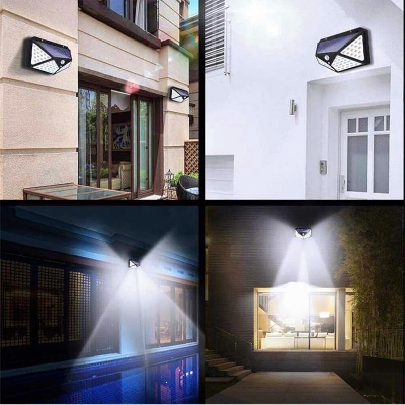 Casa si Gradina - Corpuri si surse de iluminat - Iluminat exterior - Lampi solare - Lampa solara de perete, alimentata cu energie solara, 100 Led-uri 2400 mAh, 700LM/1300LM - Infinity.ro