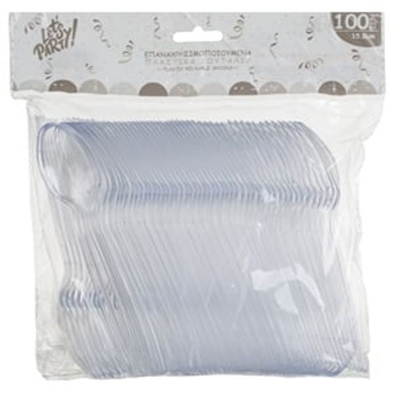 Jucarii, Copii si Bebe - Hrana si alaptare - Biberoane, suzete si accesorii hranire - Articole hranire bebelusi - Set de Lingurite Reutilizabile din Plastic Transparent - 100 buc - Infinity.ro