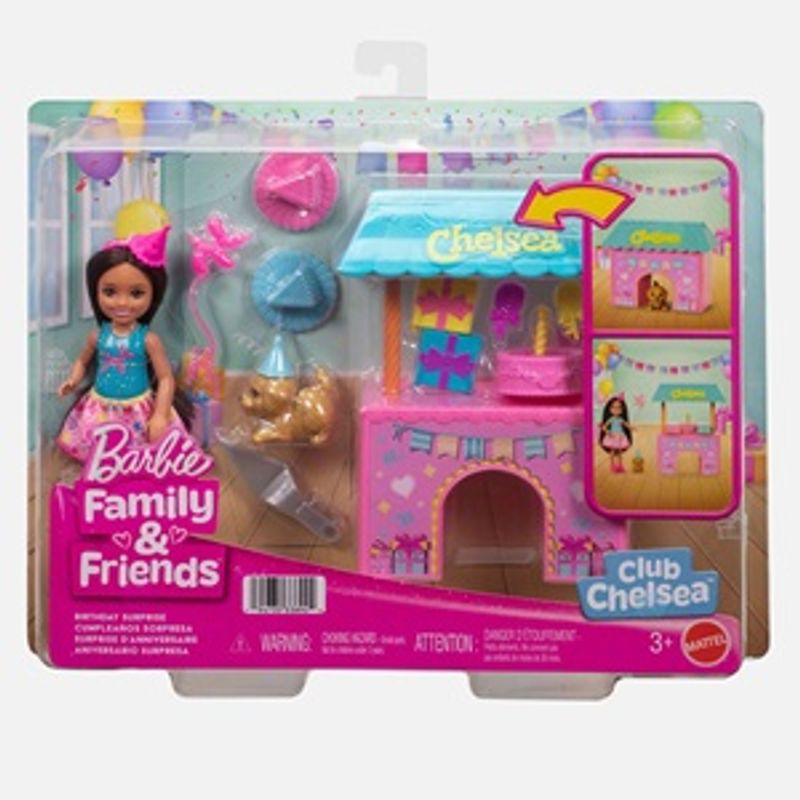 Jucarii, Copii si Bebe - Jucarii si jocuri - Papusi si accesorii - Papusi - Set de joaca cu papusa Chelsea, Casa transformabila pentru petrecere, 12 accesorii, 3+ ani - Infinity.ro