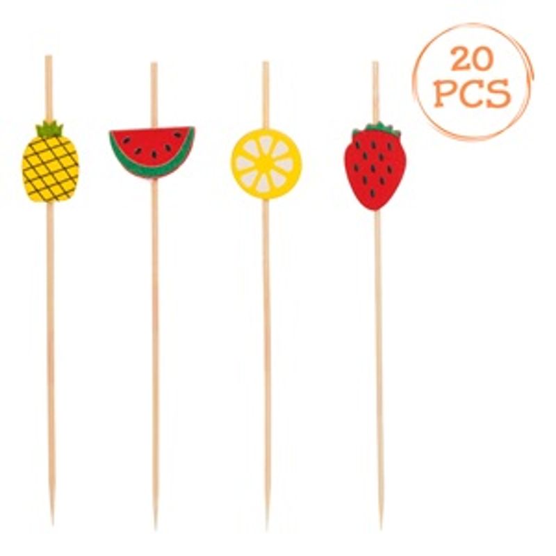 Casa si Gradina - Decoratiuni - Decoratiuni petrecere - Vesela pentru petrecere - Scobitori de petrecere din bambus cu decoratiuni fructe, 20 buc, 12 cm - Infinity.ro