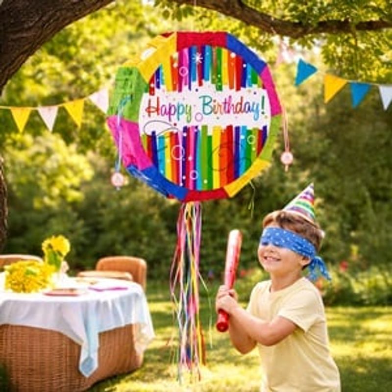 Casa si Gradina - Decoratiuni - Decoratiuni petrecere - Accesorii pentru petrecere - Pinata de Petrecere Happy Birthday, Multicolora, 44 cm - Infinity.ro