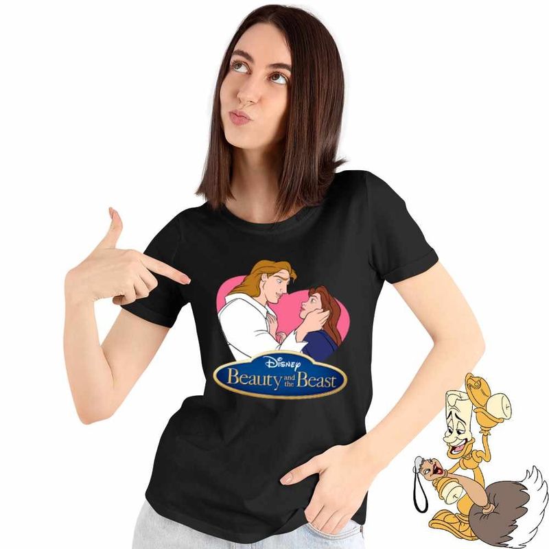 Fashion, accesorii si bijuterii - Femei - Imbracaminte femei - Tricouri si topuri femei - Tricou Femei Frumoasa si Bestia Print, negru, marime L - Infinity.ro