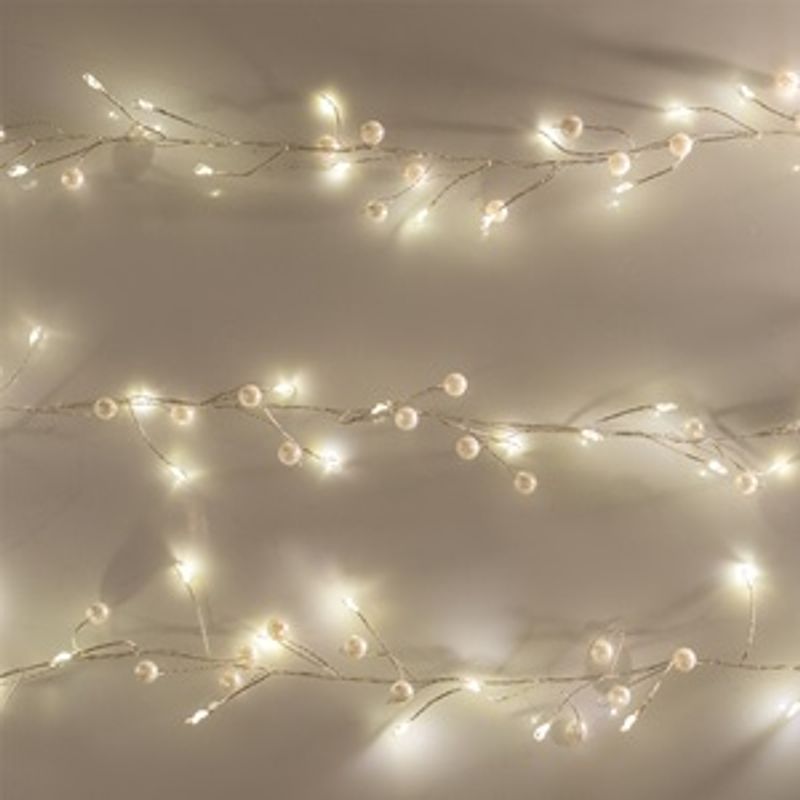 Casa si Gradina - Decoratiuni - Decoratiuni de sezon - Instalatie de Lumini cu 80 de Becuri LED cu Baterii Margele Albe 2.10m - Alb Cald - Infinity.ro