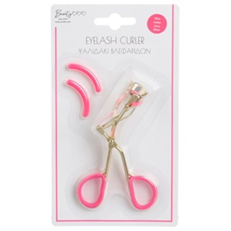 Ingrijire personala si Cosmetice - Machiaj - Accesorii machiaj - Ondulator metalic pentru gene, auriu, cu manere din silicon si 2 rezerve - Infinity.ro