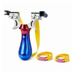 Sport si Outdoor - Accesorii si echipamente sportive - Sporturi de precizie - Set prastie profesionala metalica cu laser si 50 bile din sticla 14 mm, vanatoare si tir outdoor, rosu/albastru, 11.5 cm - Infinity.ro