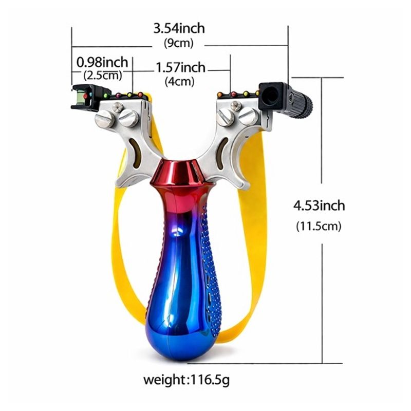 Sport si Outdoor - Accesorii si echipamente sportive - Sporturi de precizie - Set prastie profesionala metalica cu laser si 50 bile din sticla 14 mm, vanatoare si tir outdoor, rosu/albastru, 11.5 cm - Infinity.ro