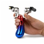 Sport si Outdoor - Accesorii si echipamente sportive - Sporturi de precizie - Set prastie profesionala metalica cu laser si 50 bile din sticla 14 mm, vanatoare si tir outdoor, rosu/albastru, 11.5 cm - Infinity.ro