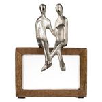 Casa si Gradina - Decoratiuni - Decoratiuni de sezon - Decoratiune de masa cu banca din lemn si figurina cuplu, 15.5x11x21cm - Infinity.ro