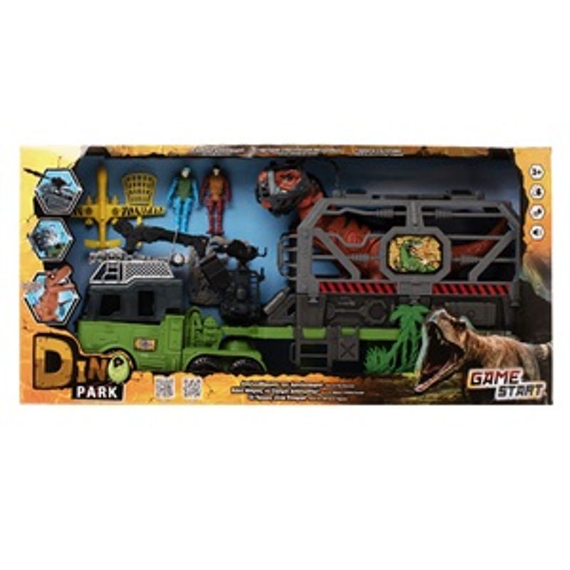 Jucarii, Copii si Bebe - Jucarii si jocuri - Figurine - Set Camion de Salvare cu Dinozaur, Figurine si Efecte Sonore, Verde - Infinity.ro