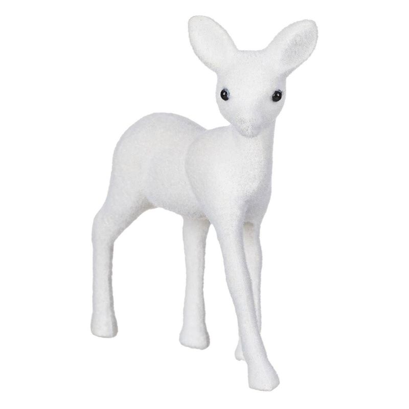 Casa si Gradina - Decoratiuni - Decoratiuni de sezon - Figura Decorativa Cerb Alb Catifelat 15cm - Infinity.ro