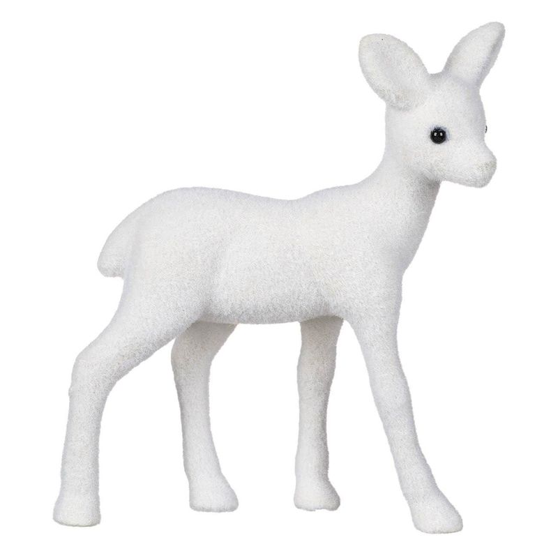 Casa si Gradina - Decoratiuni - Decoratiuni de sezon - Figura Decorativa Cerb Alb Catifelat 15cm - Infinity.ro