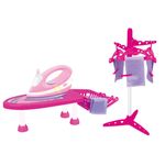 Jucarii, Copii si Bebe - Jucarii si jocuri - Jucarii de rol - Seturi de curatenie copii si accesorii - Set Masa de Calcat cu Fier de Calcat, Sunet si Lumina, Uscator de Rufe pentru Copii, Roz - Infinity.ro