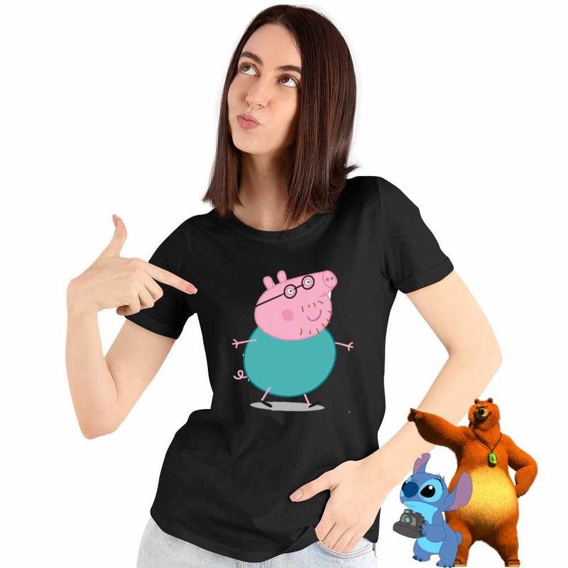 Fashion, accesorii si bijuterii - Femei - Imbracaminte femei - Tricouri si topuri femei - Tricou Femei Tata Purcelusa Peppa Pig Pepa, negru, marime XL - Infinity.ro
