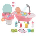 Jucarii, Copii si Bebe - Jucarii si jocuri - Papusi si accesorii - Papusi - Papusa bebelus cu cada, toaleta si accesorii, 40 cm, roz - Infinity.ro