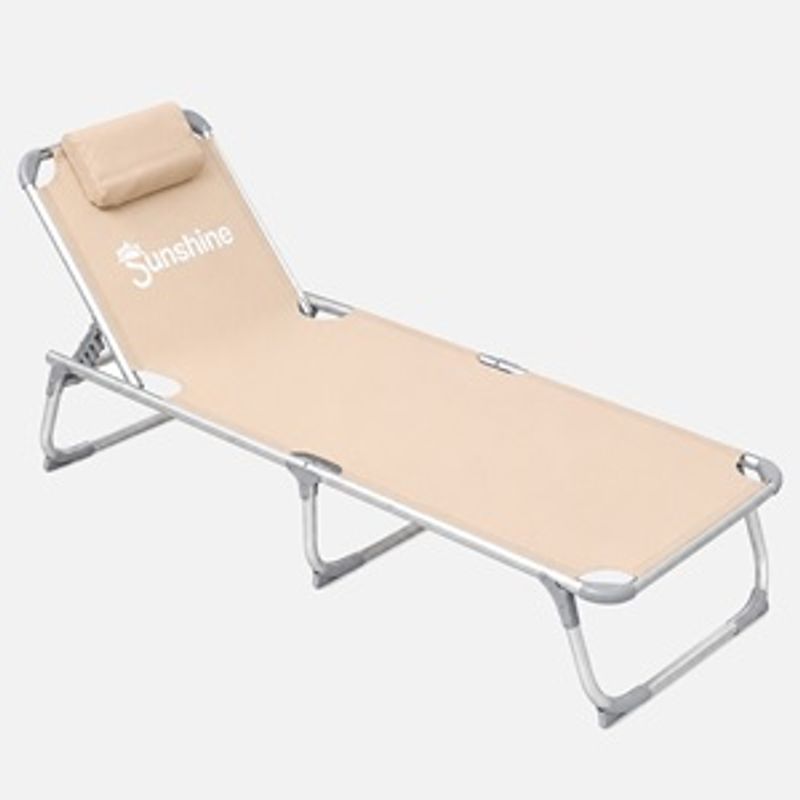 Casa si Gradina - Gradina si terasa - Mobilier exterior - Scaune si sezlonguri gradina - Sezlong pliabil de plaja cu perna, bej, 190x60x30cm - Infinity.ro