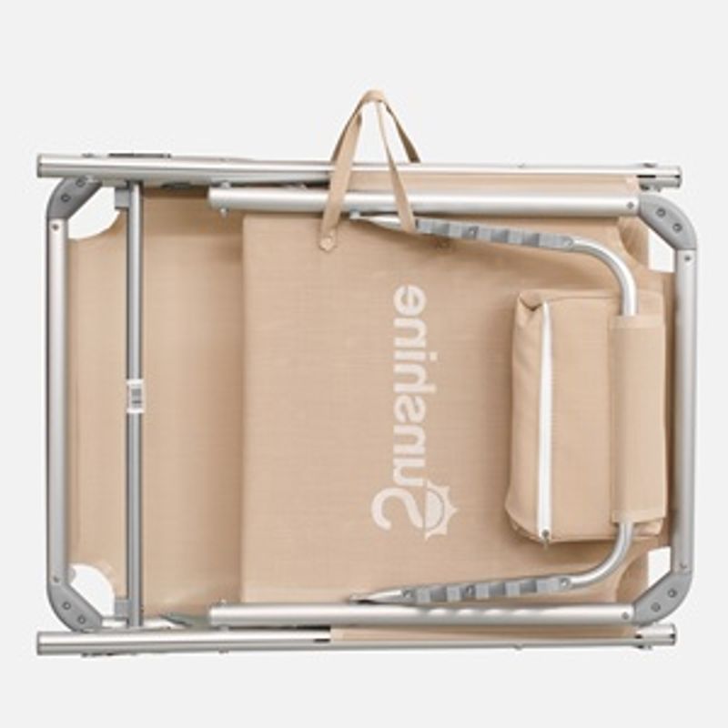 Casa si Gradina - Gradina si terasa - Mobilier exterior - Scaune si sezlonguri gradina - Sezlong pliabil de plaja cu perna, bej, 190x60x30cm - Infinity.ro