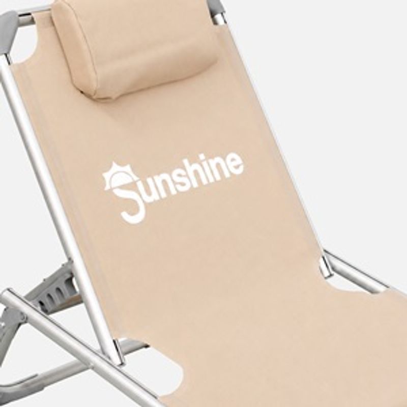 Casa si Gradina - Gradina si terasa - Mobilier exterior - Scaune si sezlonguri gradina - Sezlong pliabil de plaja cu perna, bej, 190x60x30cm - Infinity.ro