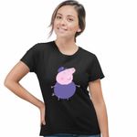 Fashion, accesorii si bijuterii - Femei - Imbracaminte femei - Tricouri si topuri femei - Tricou Femei Bunicu Purcelusa Peppa Pig, negru, marime 3XL - Infinity.ro