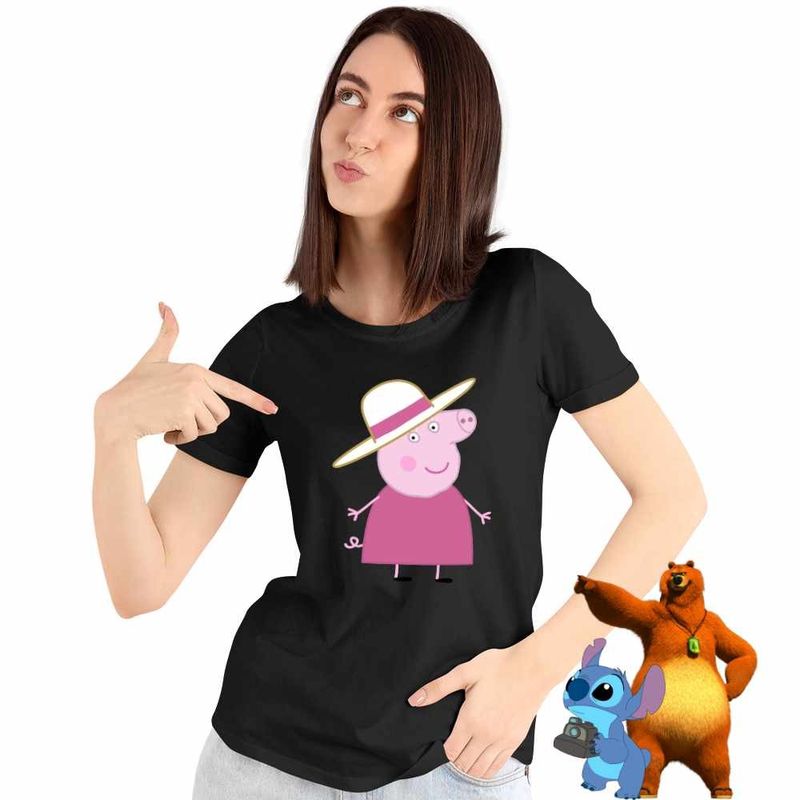 Fashion, accesorii si bijuterii - Femei - Imbracaminte femei - Tricouri si topuri femei - Tricou Femei Bunica Purcelusa Peppa Pig, negru, marime 3XL - Infinity.ro