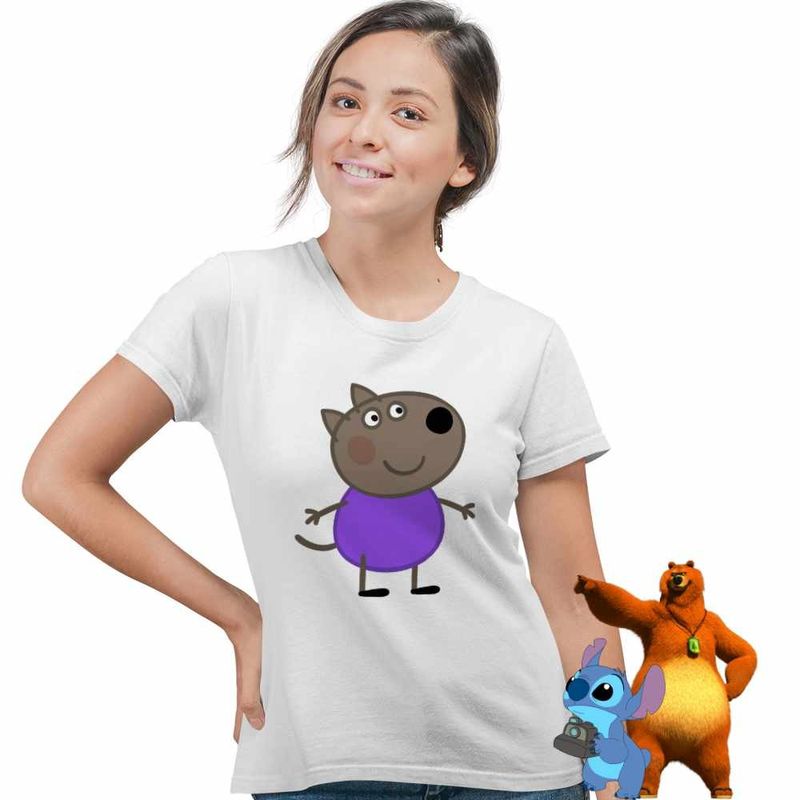 Fashion, accesorii si bijuterii - Femei - Imbracaminte femei - Tricouri si topuri femei - Tricou Femei Catelul Danny Purcelusa Peppa Pig, alb, marime L - Infinity.ro