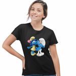 Fashion, accesorii si bijuterii - Femei - Imbracaminte femei - Tricouri si topuri femei - Tricou Femei Rusinosul Floricica Blossom Strumfii, negru, marime 2XL - Infinity.ro