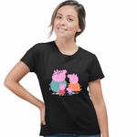 Fashion, accesorii si bijuterii - Femei - Imbracaminte femei - Tricouri si topuri femei - Tricou Femei Purcelusa Peppa Pig Familia, negru, marime XL - Infinity.ro