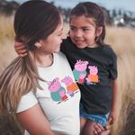 Fashion, accesorii si bijuterii - Femei - Imbracaminte femei - Tricouri si topuri femei - Tricou Femei Purcelusa Peppa Pig Familia, negru, marime XL - Infinity.ro