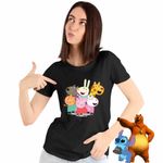 Fashion, accesorii si bijuterii - Femei - Imbracaminte femei - Tricouri si topuri femei - Tricou Femei Purcelusa Peppa Pig Prieteni Pepa, negru, marime L - Infinity.ro