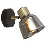 Casa si Gradina - Corpuri si surse de iluminat - Plafoniere, aplice si spoturi - Aplica Smoky KL161005, 1xE14, negru + alama antica + sticla fumurie, metal + sticla, stil modern, Klausen - Infinity.ro