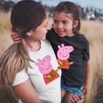 Fashion, accesorii si bijuterii - Femei - Imbracaminte femei - Tricouri si topuri femei - Tricou Femei Peppa Canta la Chitara, negru, marime 2XL - Infinity.ro