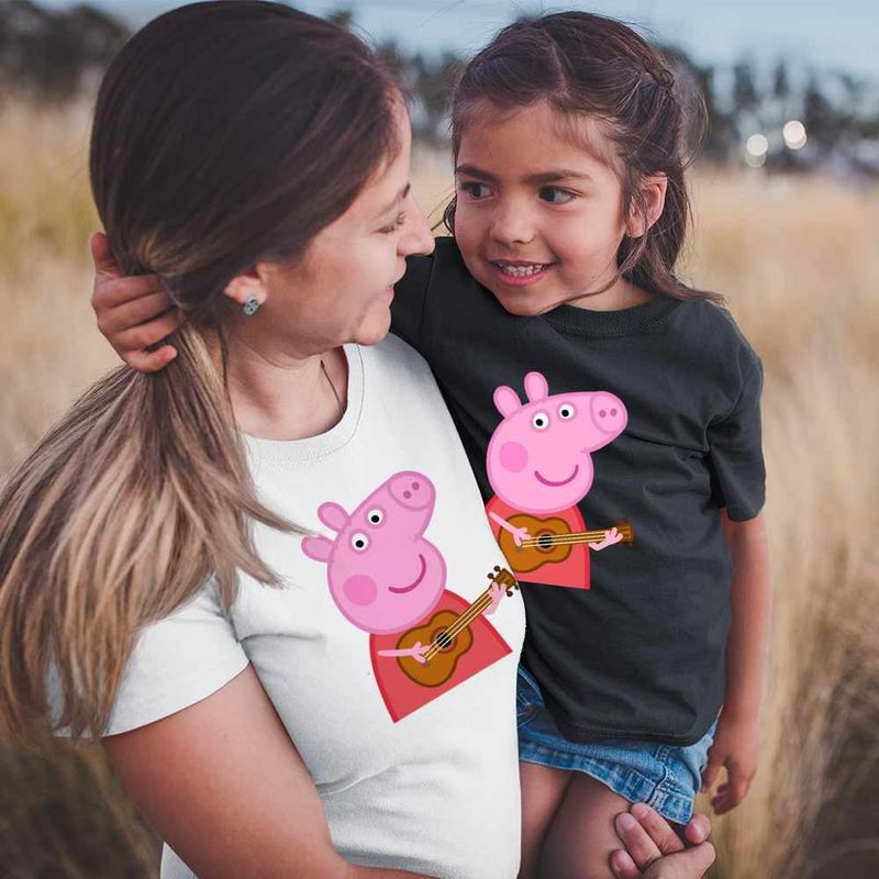 Fashion, accesorii si bijuterii - Femei - Imbracaminte femei - Tricouri si topuri femei - Tricou Femei Peppa Canta la Chitara, negru, marime 2XL - Infinity.ro