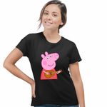 Fashion, accesorii si bijuterii - Femei - Imbracaminte femei - Tricouri si topuri femei - Tricou Femei Peppa Canta la Chitara, negru, marime 2XL - Infinity.ro