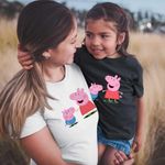 Fashion, accesorii si bijuterii - Femei - Imbracaminte femei - Tricouri si topuri femei - Tricou Femei Purcelusa Peppa si George Pepa, negru, marime S - Infinity.ro