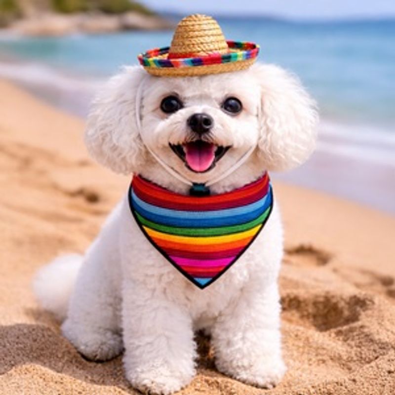 Petshop - Articole imbracaminte - Haine animale - Set Deghizare Caine cu Esarfa si Palarie Mexicana, Multicolor - Infinity.ro
