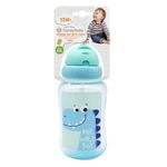 Casa si Gradina - Bucatarie si vesela - Cani si pahare - Cani si cesti - Cana cu pai din plastic, 340 ml, albastra cu model dinozaur - Infinity.ro