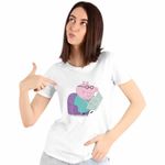 Fashion, accesorii si bijuterii - Femei - Imbracaminte femei - Tricouri si topuri femei - Tricou Femei Tata Purcelusa Peppa Citeste Ziarul, alb, marime S - Infinity.ro