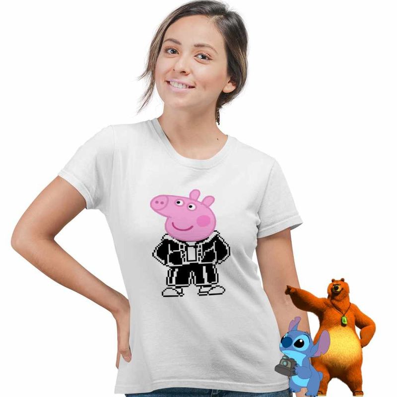 Fashion, accesorii si bijuterii - Femei - Imbracaminte femei - Tricouri si topuri femei - Tricou Femei Peppa Pixel Art, alb, marime S - Infinity.ro