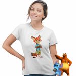Fashion, accesorii si bijuterii - Femei - Imbracaminte femei - Tricouri si topuri femei - Tricou Femei Zootopia Nick Wilde, alb, marime M - Infinity.ro