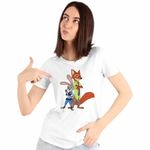 Fashion, accesorii si bijuterii - Femei - Imbracaminte femei - Tricouri si topuri femei - Tricou Femei Zootopia Nick Judy Parteneri, alb, marime S - Infinity.ro