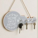 Casa si Gradina - Decoratiuni - Obiecte decorative - Accesorii decorative - Suport chei din lemn cu 4 carlige, 30x17cm, gri, forma de cheie - Infinity.ro