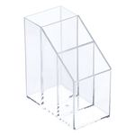 Ingrijire personala si Cosmetice - Machiaj - Accesorii machiaj - Suport Pensule Acrilic 3 Compartimente Transparent Dimensiune 6x11x12cm - Infinity.ro