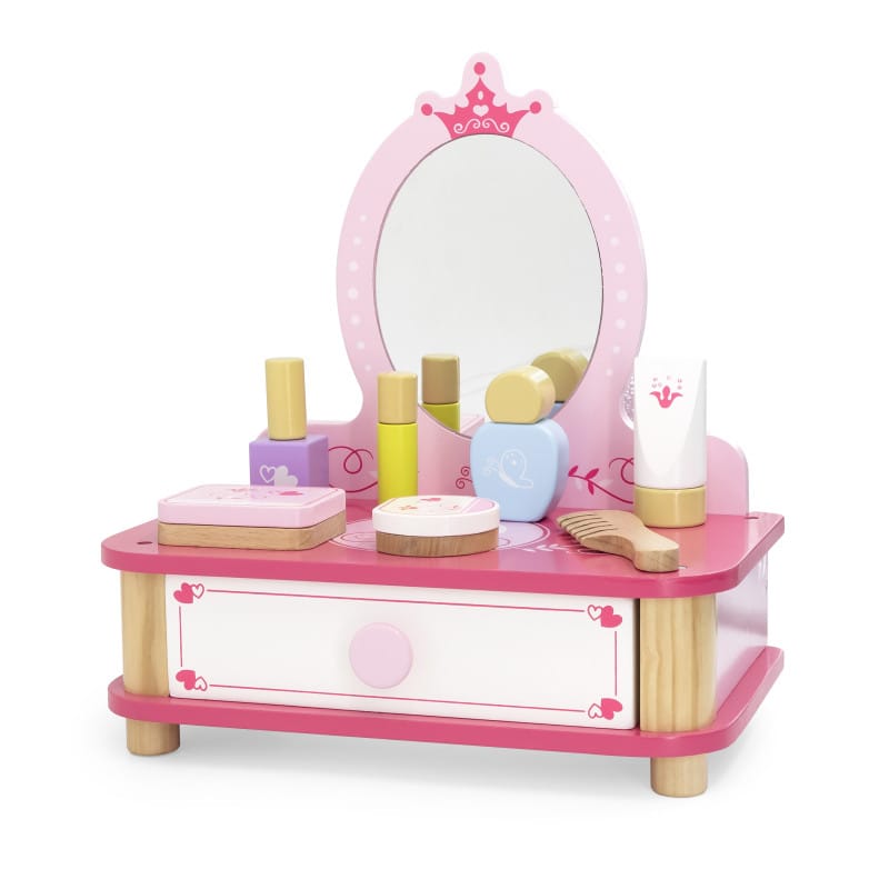 Jucarii, Copii si Bebe - Jucarii si jocuri - Jucarii de rol - Frumusete, bijuterii si accesorii fetite - Masuta de toaleta set de machiaj Viga, lemn, roz - Infinity.ro