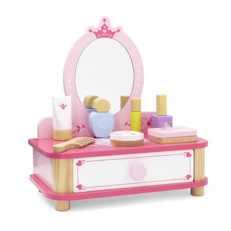Jucarii, Copii si Bebe - Jucarii si jocuri - Jucarii de rol - Frumusete, bijuterii si accesorii fetite - Masuta de toaleta set de machiaj Viga, lemn, roz - Infinity.ro