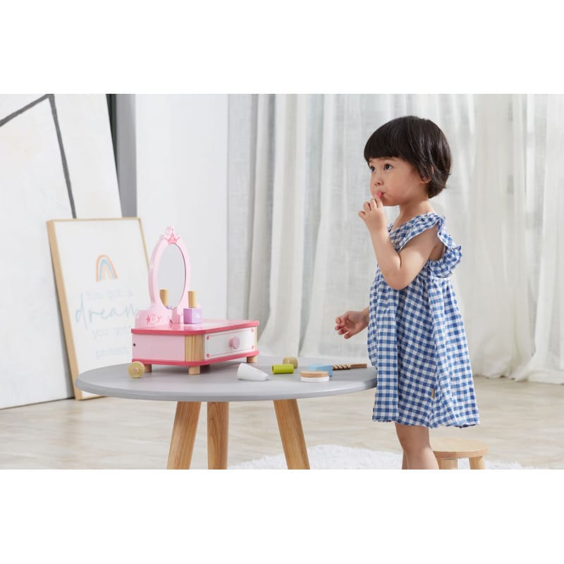 Jucarii, Copii si Bebe - Jucarii si jocuri - Jucarii de rol - Frumusete, bijuterii si accesorii fetite - Masuta de toaleta set de machiaj Viga, lemn, roz - Infinity.ro