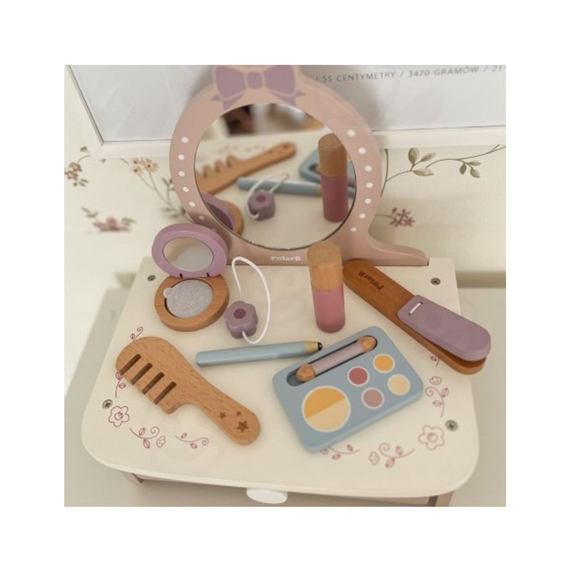 Jucarii, Copii si Bebe - Jucarii si jocuri - Jucarii de rol - Frumusete, bijuterii si accesorii fetite - Masuta de toaleta copii Viga, Little Princess, lemn, oglinda, accesorii, roz KID442711 - Infinity.ro