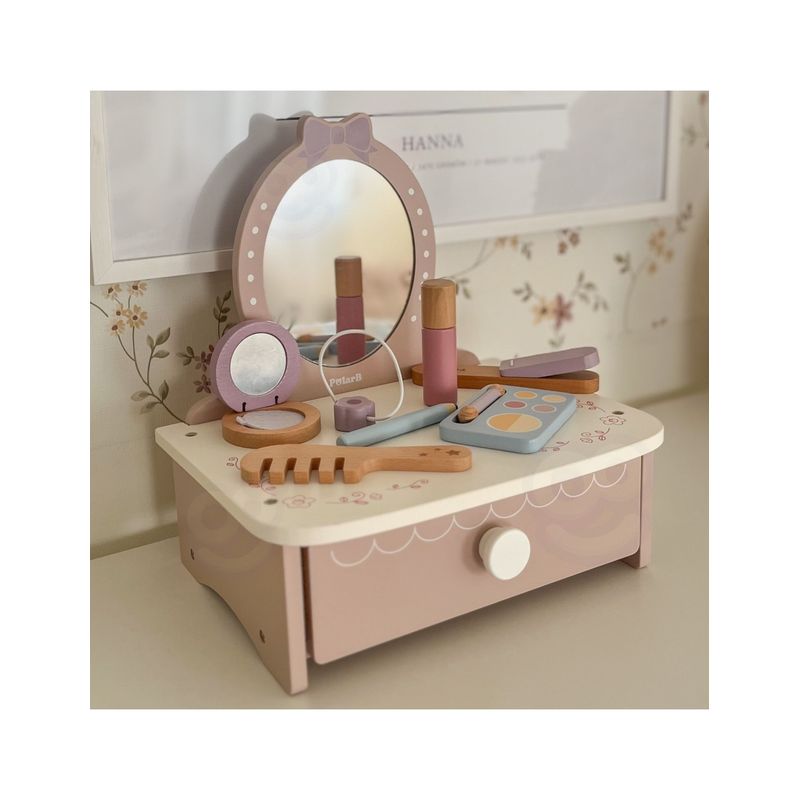 Jucarii, Copii si Bebe - Jucarii si jocuri - Jucarii de rol - Frumusete, bijuterii si accesorii fetite - Masuta de toaleta copii Viga, Little Princess, lemn, oglinda, accesorii, roz KID442711 - Infinity.ro