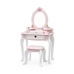 Jucarii, Copii si Bebe - Jucarii si jocuri - Jucarii de rol - Frumusete, bijuterii si accesorii fetite - Masuta de toaleta Viga, lemn, 8 accesorii, roz KID447822 - Infinity.ro