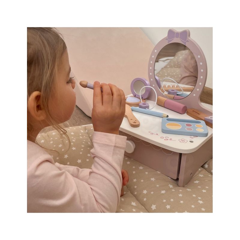 Jucarii, Copii si Bebe - Jucarii si jocuri - Jucarii de rol - Frumusete, bijuterii si accesorii fetite - Masuta de toaleta copii Viga, Little Princess, lemn, oglinda, accesorii, roz KID442711 - Infinity.ro